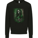 Green Zombie Woman USA Flag St Patricks Day Mens Sweatshirt Jumper Black