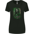Green Zombie Woman USA Flag St Patricks Day Womens Wider Cut T-Shirt Black