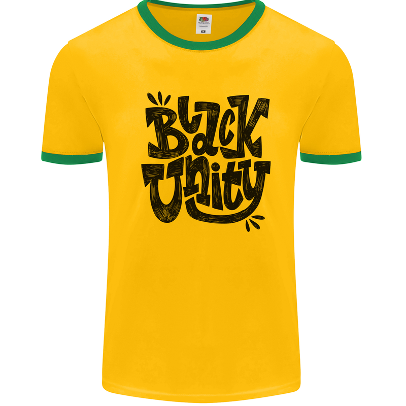 Black Unity Black Lives Matter Juneteenth Mens Ringer T-Shirt Gold/Green