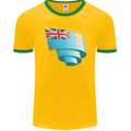 Curled Fiji Flag Fijian Day Football Mens Ringer T-Shirt FotL Gold/Green