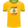 Torn Lebanon Flag Lebanese Day Football Mens Ringer T-Shirt FotL Gold/Green