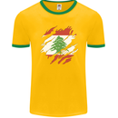 Torn Lebanon Flag Lebanese Day Football Mens Ringer T-Shirt FotL Gold/Green