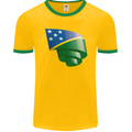 Curled Solomon Islands Flag Day Football Mens Ringer T-Shirt FotL Gold/Green