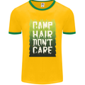 Camp Hair Dont Care Funny Camping Caravan Mens Ringer T-Shirt FotL Gold/Green