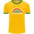 Hello Mama & Papa Im a Gaysian LGBT Mens Ringer T-Shirt FotL Gold/Green
