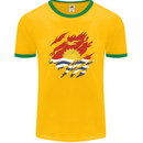 Torn Kiribati Flag Day Football Mens Ringer T-Shirt FotL Gold/Green