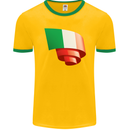 Curled Italy Flag Italians Day Football Mens Ringer T-Shirt FotL Gold/Green