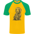A Dachshund Dog Mens S/S Baseball T-Shirt Gold/Green