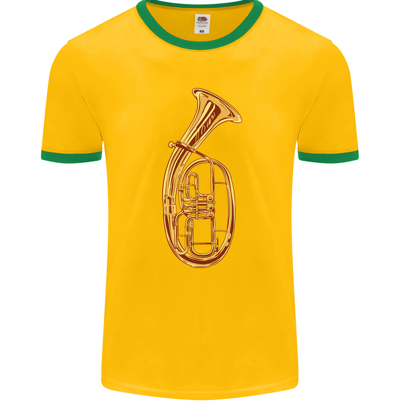 Tenorhorn Brass Musical Instrument Mens Ringer T-Shirt FotL Gold/Green