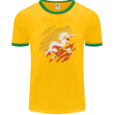Torn Bhutan Flag Bhutanese Day Football Mens Ringer T-Shirt FotL Gold/Green