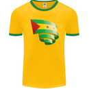 Curled Sao Tome and Principe Flag Day Football Mens Ringer T-Shirt FotL Gold/Green