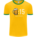 Beer O'Clock Funny Alcohol Mens Ringer T-Shirt FotL Gold/Green