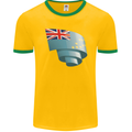 Curled Tuvalu Flag Tuvaluan Day Football Mens Ringer T-Shirt FotL Gold/Green