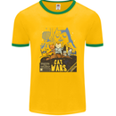Cat Wars Funny Sci-Fi Mens Ringer T-Shirt FotL Gold/Green