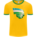 Curled Uzbekistan Flag Ukbek Day Football Mens Ringer T-Shirt FotL Gold/Green