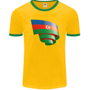 Curled Azerbaijan Flag Azerbaijani Day Football Mens Ringer T-Shirt FotL Gold/Green