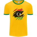 Torn Libya Flag Libyan Day Football Mens Ringer T-Shirt FotL Gold/Green