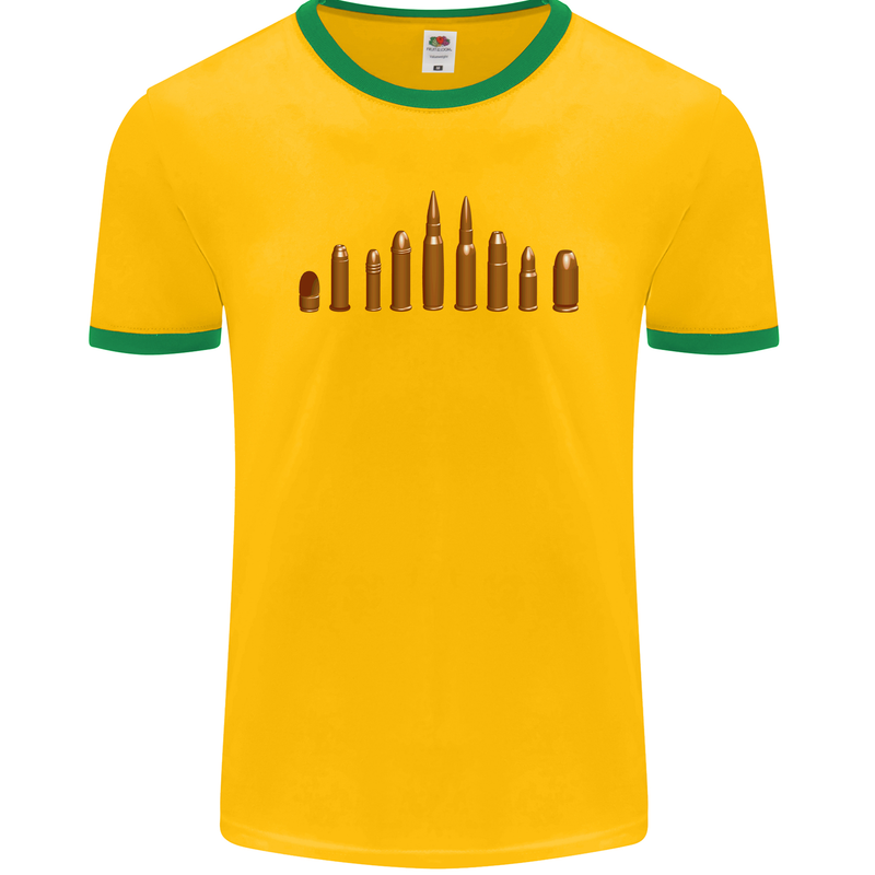 Bullets Hunting Army Military Sniper Soldier Para Mens Ringer T-Shirt FotL Gold/Green