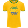 Torn Gabon Flag Gabonese Day Football Mens Ringer T-Shirt FotL Gold/Green