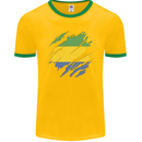 Torn Gabon Flag Gabonese Day Football Mens Ringer T-Shirt FotL Gold/Green