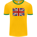 Mosaic Union Jack Flag Great Britain UK Mens Ringer T-Shirt FotL Gold/Green