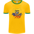 Torn Ecuador Flag Ecuadorian Day Football Mens Ringer T-Shirt FotL Gold/Green