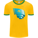 Curled Kazakhstan Flag Kazakh Day Football Mens Ringer T-Shirt FotL Gold/Green