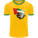 Curled UAE Flag Day Emirati Day Football Mens Ringer T-Shirt FotL Gold/Green