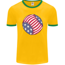 Baseball USA Stars and Stripes American Flag Mens Ringer T-Shirt FotL Gold/Green