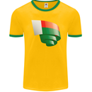 Curled Madagascar Flag Madagascan Day Football Mens Ringer T-Shirt FotL Gold/Green