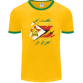 Torn Zimbabwe Flag Zimbabwean Day Football Mens Ringer T-Shirt FotL Gold/Green