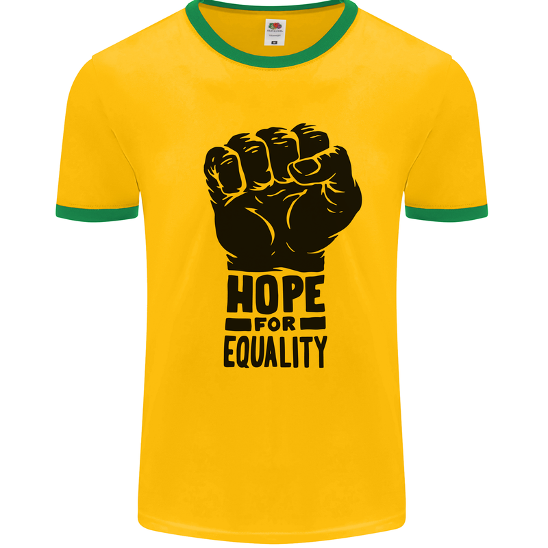 Hope for Equality Black Lives Matter LGBT Mens Ringer T-Shirt Gold/Green