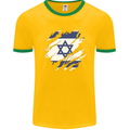 Torn Israel Flag Israeli Day Football Mens Ringer T-Shirt FotL Gold/Green