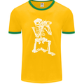 Skeleton Photographer Photography Mens Ringer T-Shirt FotL Gold/Green