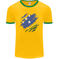 Torn Solomon Islands Flag Day Football Mens Ringer T-Shirt FotL Gold/Green