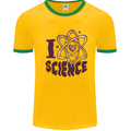 I Love Science Physics Chemistry Biology Geek Mens Ringer T-Shirt Gold/Green