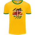 Torn Kenya Flag Kenyan Day Football Mens Ringer T-Shirt FotL Gold/Green