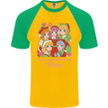 Anime A Girl Who Loves Elves Christmas Xmas Mens S/S Baseball T-Shirt Gold/Green