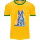 A Colourful Border Collie Dog Design Mens Ringer T-Shirt Gold/Green