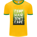 Camp Hair Dont Care Funny Caravan Camping Mens Ringer T-Shirt Gold/Green