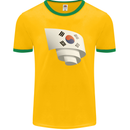Curled South Korea Flag Korean Day Football Mens Ringer T-Shirt FotL Gold/Green