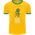 Funny Weed Cannabis Smoke and Fly Mens Ringer T-Shirt FotL Gold/Green