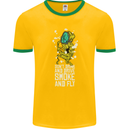 Funny Weed Cannabis Smoke and Fly Mens Ringer T-Shirt FotL Gold/Green