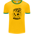 Stay Single Anti Valentines Singles Day Skull Mens Ringer T-Shirt Gold/Green
