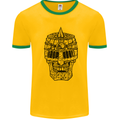 Medieval Skull Helmet Mens Ringer T-Shirt Gold/Green