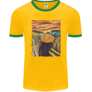 Pumpkin Scream Painting Halloween Mens Ringer T-Shirt FotL Gold/Green