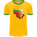 Curled Lithuania Flag Lithuania Day Football Mens Ringer T-Shirt FotL Gold/Green