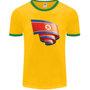 Curled North Korea Flag Korean Day Football Mens Ringer T-Shirt FotL Gold/Green