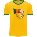 Curled Sri Lankan Flag Sri Lanka Day Football Mens Ringer T-Shirt FotL Gold/Green