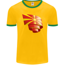 Curled Macedonia Flag Macedonian Day Football Mens Ringer T-Shirt FotL Gold/Green